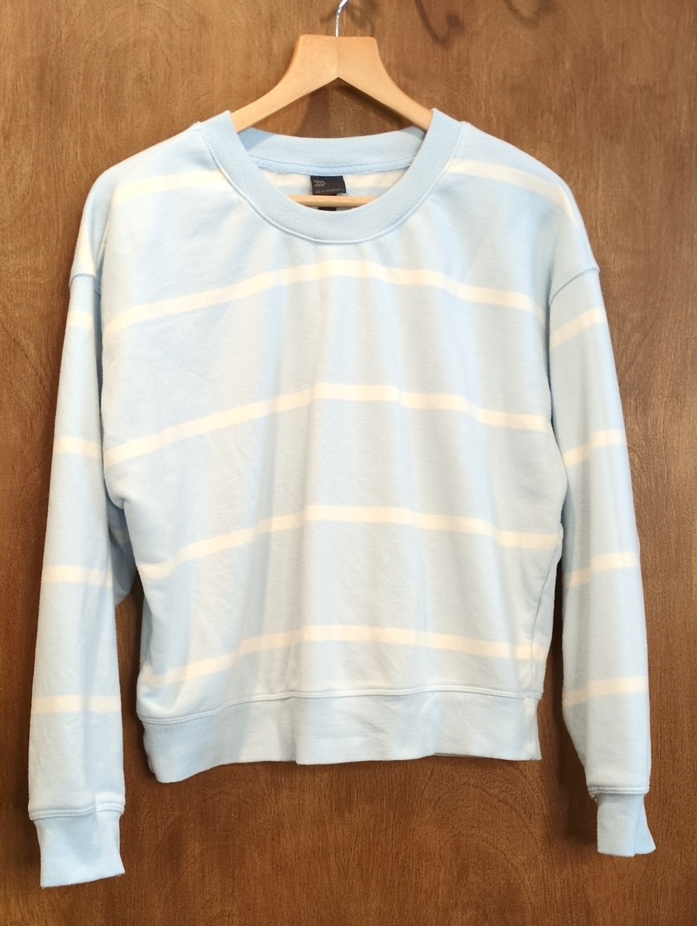 all in motion Light Blue & White Striped Crew Neck Sweatshirt Size S